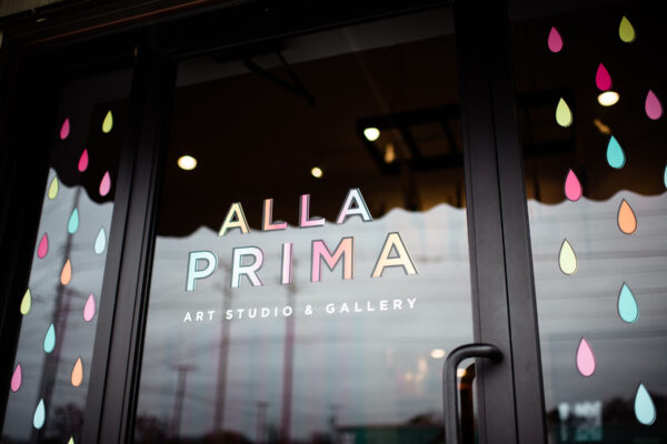 Alla Prima logo and signage